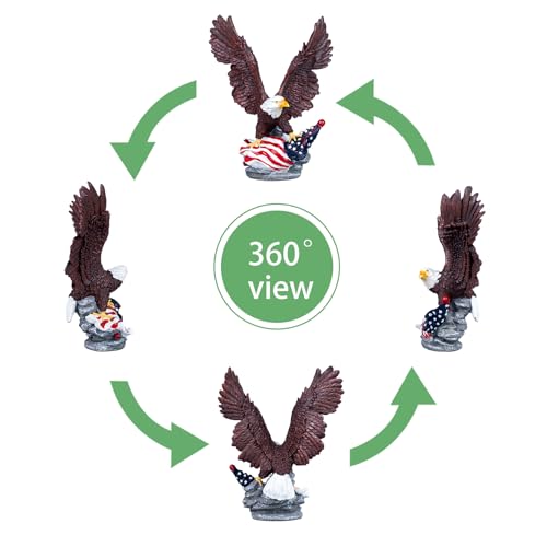 Estatua decorativa de águila calva con bandera de EE.UU. miniatura 6
