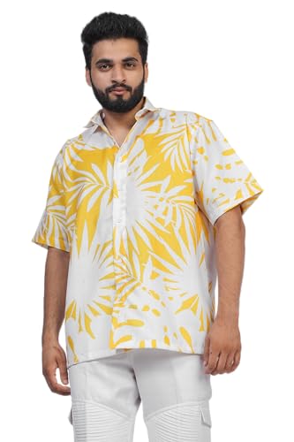 Image of Half Sleeve Relaxed Fit Men's Casual Shirt | Cotton Blend Oversized Shirts for Men Loose fit | Oversized Printed Shirts for Men | Men's Half Sleeve Relaxed Fit Shirt Fashion