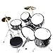 Mendini by Cecilio Drum Set, 5 Piece 16 Inch Junior Drums Kit with Bass, Toms, Snare Drum, Cymbal, Hi-Hat, Drumsticks & Seat for Beginner (Metallic Black)