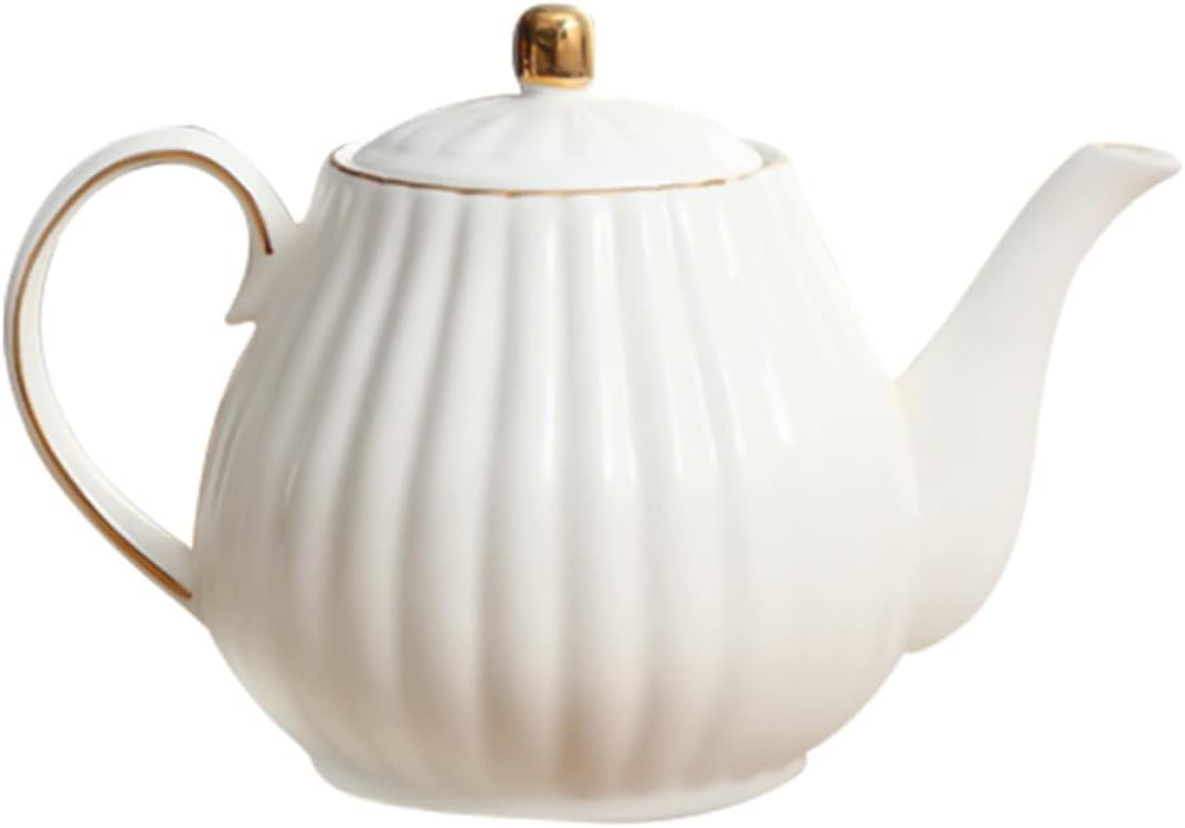 Cabilock 2pcs Afternoon Tea Tool Ceramic Teapot Elegant White Coffee Holder for Coffee Bar Stovetop Safe Design Fine Workmanship for Home and Tea Parties