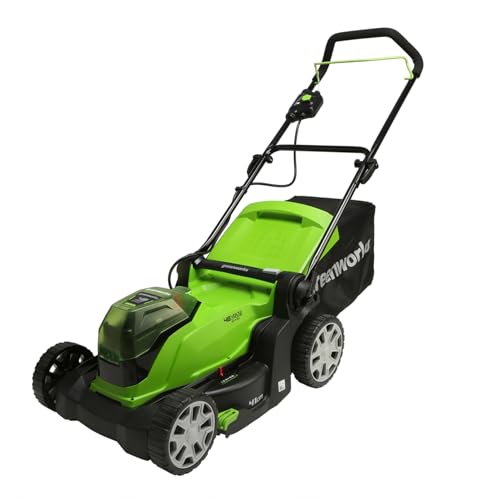 Greenworks 48V (24V x 2) Cortacésped de Batería para Céspedes de Hasta 440 m², Ancho de Corte 41 cm, Bolsa de 50L SIN Batería y Cargador, Garantía de 3 Años,G24X2LM41