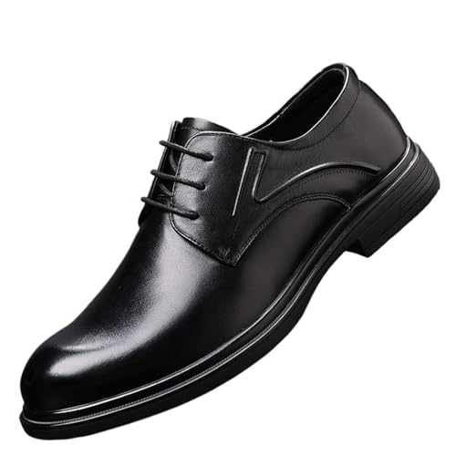 Men's Fashion Classic Dress Shoes Comfortable Pointed Toe Lace-Up Genuine Leather Low Top Non-Slip Softsole Oxford Shoes - Main Image