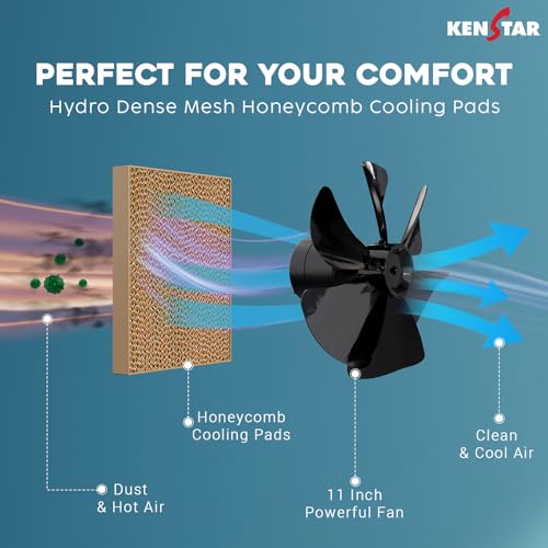 Image of Kenstar TallDe HC 27 L Room /Personal Air Cooler For Home| Honeycomb Pad |High Speed Fan |35 Ft Powerful Air Throw|Inverter compatible |Portable Cooler-Room|1-Yr Product Warranty|White & Black