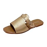RTPR Sandalias de mujer Sandalias Zapatos de verano Zapatos de mujer Zapatos de moda Zapatillas planas de un pie que lleva zapatillas de playa Pantuflas de pescado Boca de tacón plano Zapatos Amarillo