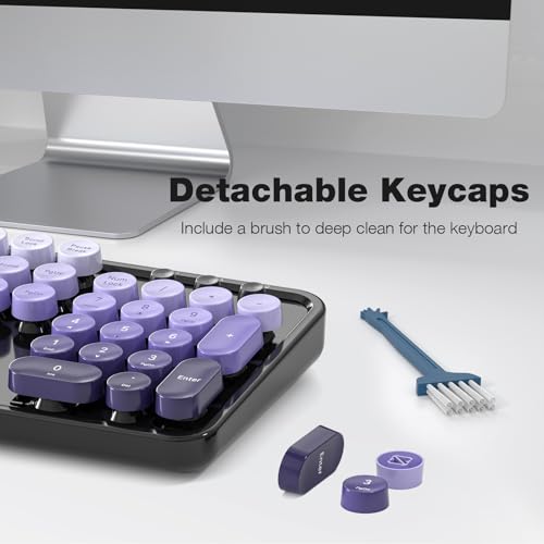 Image of KNOWSQT Wireless Keyboard and Mouse Combo - Black-Purple Colorful 2.4G Typewriter Full-Size Cute Keyboards - USB Receiver Plug and Play, for Computer, PC, Laptop, Desktop, Windows
