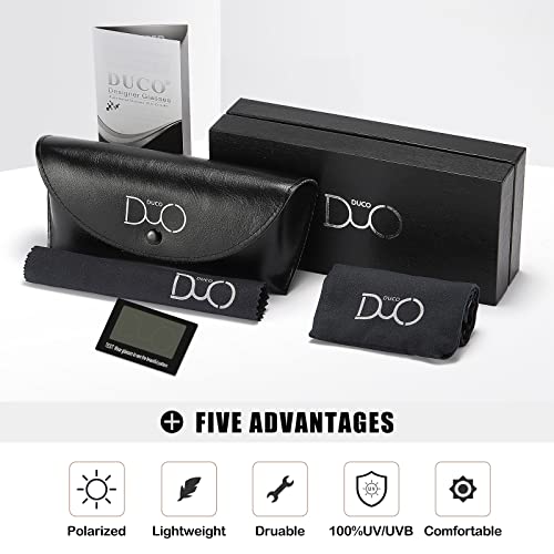 Image of DUCO Mens Sunglasses Polarized UV Protection Retro Rectangular Frame Sun Glasses for Driving Fishing 100% UV Blocking 3029H