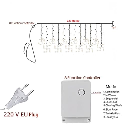 Image of Desidiya Plastic Warm White Swastik Curtain Light, String Lights with Pack of 12 Hanging Swastik and Om 8 Flashing Modes for Diwali Decoration, 5 Centimeters, LED