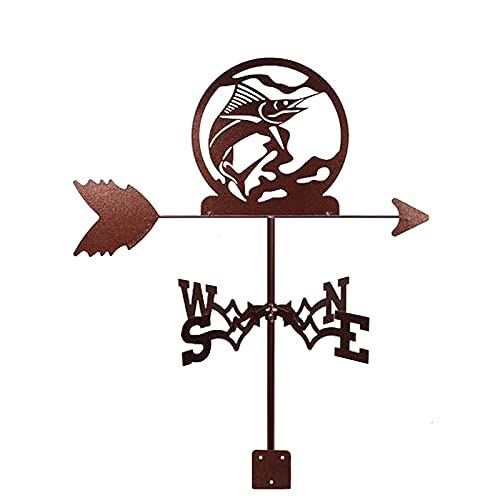 Girouette en acier inoxydable motif poisson marlin pour toit et jardin