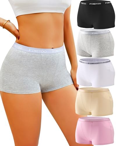 FINETOO Boxershorts Damen Baumwolle Unterwäsche 5er Pack Pantys Hotpants | Baumwoll Unterhosen,Slip Mehrpack,Baumwoll Schritt Shorts,Anti Reibung Hose unter Kleid und Rock,klassisc