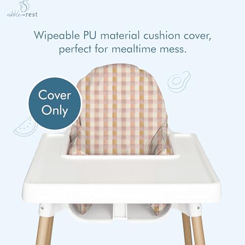 Image of Nibble and Rest IKEA Highchair Cushion Cover for Inflatable Cushion, Compatible for IKEA Antilop Highchair Accessories, Stain-Proof&Wipeable Cover(Cushion NOT Included) (Pastelchecks)