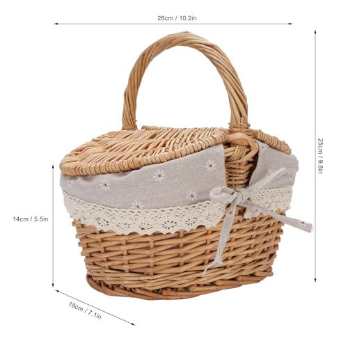 Cesta de picnic de mimbre con doble tapa para excursiones y meriendas al aire libre 7
