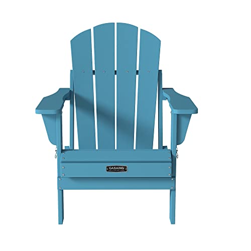 Casainc Folding Patio Adirondack Chair Lawn Garden Chair Backyard Porch Weather Resistant Outdoor Deck Chair, Widened Armrests 4.7 Inches, Load Capacity Of 380 Lbs Light Blue #TOP12