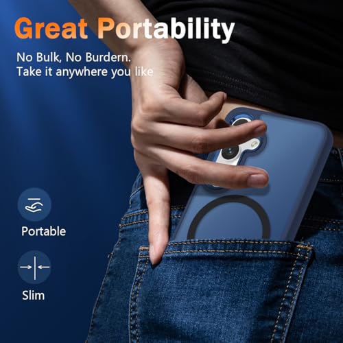 WRJ for Samsung Galaxy S24 Case with Screen Protector,[Compatible with Magsafe] Magnetic Slim Matte Translucent Phone Case Women Men Shockproof Protective Cover-Black by WRJ - Image 3