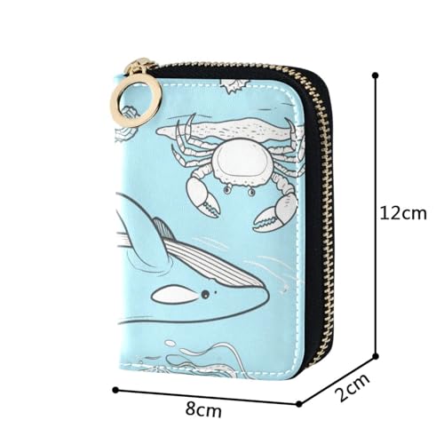 Baby Blue Underwater Animal Whale Jellyfish leather mens credit card wallet with Cion Purse RFID Blocking credit card holder for men with zipper4