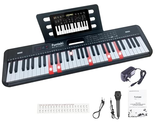 Clavier Piano électrique 61 Touches Avec Lumières – Synthétiseur Portable Pour Débutants, Support Inclus