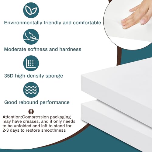 image for Frienda 2 Pack 3 x 24 x 24 Upholstery High Density Foam Cushion Replac