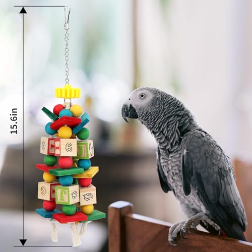 Image of Rypet Hanging Parrot Toys, Wood Rope Chew Blocks for Cockatiels Amazon