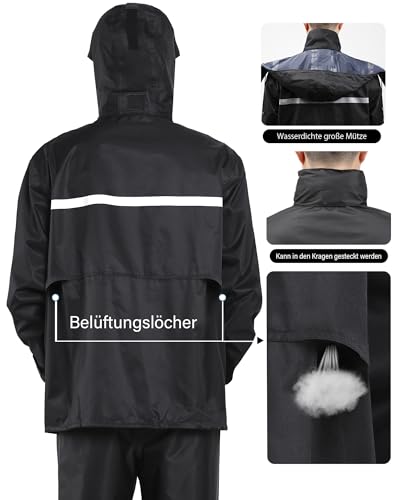 Coutyuyi Herren & Damen Regenanzug Reflektierender 100% Wasserdichter Anzug Outdoor Regenmantel Winddicht Regenjacke – Bild 6