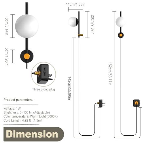 Image of JandCase Night Lights Plug into Wall, 2 Pack 3000K Round Milky Night Light | 1.5M Braided Cord, 0-100 LM Adjustable Plug in Nightlight, Auto Light Sensor, Flexible Placement for Bedroom, Bathroom