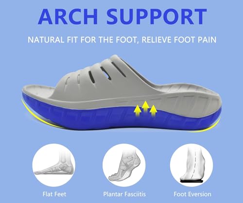 Image of GPOS Mens Sport Recovery Sandals Plantar Fasciitis Thick Cushion Slides Sandals Lightweight Comfort Orthotic Slippers