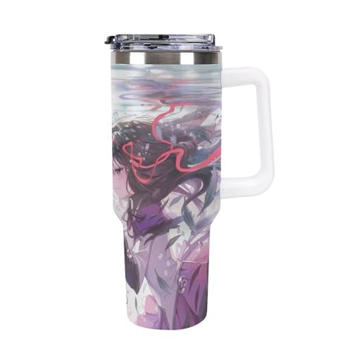 タンブラー 鹿目まどか 魔法少女まどか☆マギカ 暁美ほむら 水筒 40OZ 真空断熱 保温保冷 ステンレスマグボトル 結露しない ストロー付き/直飲み可能 洗いやすい ハンドル付き 車内用 アウトドア キャンプ 大容量