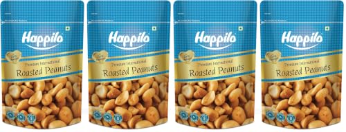 Image of Happilo Premium Roasted Peanuts 160g (Pack of 4), Rich in Protein, Fiber, and Essential Nutrients, Wholesome Snack, Rich Flavor