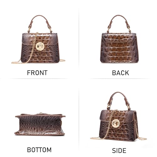 Chic Women Crocodile Leather bags Mini Top-Handle Clutch Compact Evening Bag Stylish Accessory for Essentials2