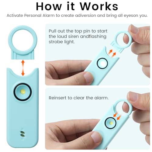 TIPSEAN Personal Safety Alarm - 135dB Siren, LED Strobe, USB-C Rechargeable - Image 2