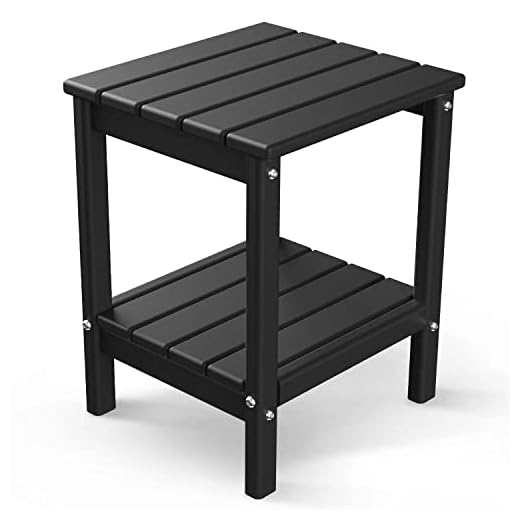 21+ Inspiring Backyard Office Ideas for the Ultimate Work-from-Home Experience 4 GREENVINES Adirondack-Outdoor-Side-Table | 14 x 13 Inches | HDPE Plastic | All Weather | Black | Outside End Tables | Storage Shelf | for Patio Porch Backyard Indoor