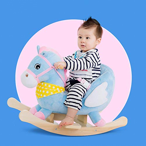 Schaukelpferd QIQIDEDIAN Trojan Pferd Baby Spielzeug Dual-Use-Massivholz mit Musik Baby Schaukelstuhl 1-3 Jahre altes… – Bild 4