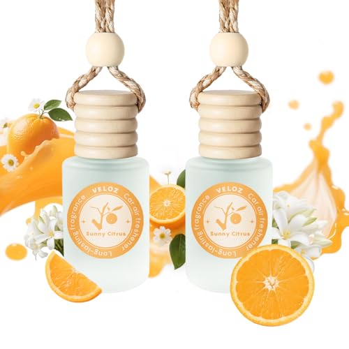 Image of Natural Car Air Freshener Hanging 2 Pack-Sunny Citrus Scent Toxin-Free Essential Oil Car Diffuser without Methyl Carbitol&Hexylene Glycol