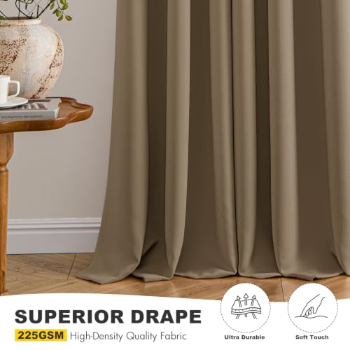 Image of MIULEE Blackout Curtains for Bedroom 2 Panels 40 x 84 Inch Long Khaki | Thermal Insulated, Living Room Darkening Grommet Drapes, Noise Reducing, Light Blocking Window Treatments