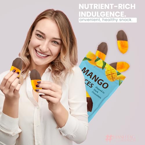 Premium All Natural Real Rich Dark Chocolate Dipped Tropical Mango Dried Frui...