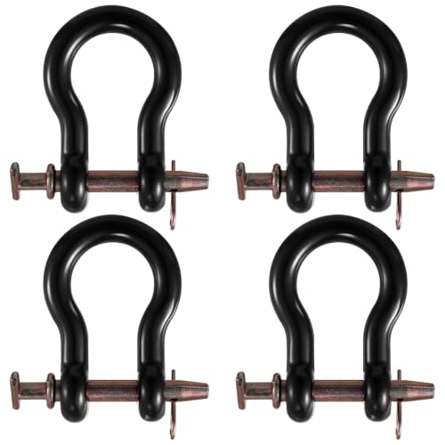4 Pack 3/4 Inch Clevis Shackle 12,000 Lbs Break Strength Heavy Duty Forged Recovery Shackle for Truck, Towing, Trailer, Offroad, Winch, Chain &amp; Rope, Industrial Lifting, 4.75 Ton Capacity