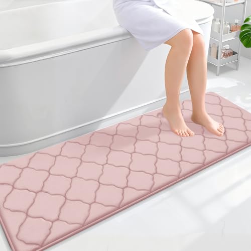 OLANLY Memory Foam Bath Mat Rug 59x20, Ultra Soft Bathroom Rugs, Pink by OLANLY - Used condition - US$32.48