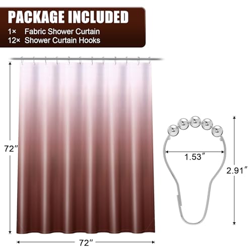 OLANLY Luxury Brown and White Ombre Shower Curtain Sets with 12 Hooks, Waterproof and Washable Decorative Shower Curtains for Bathroom, 72x72 Inches by OLANLY - Image 8