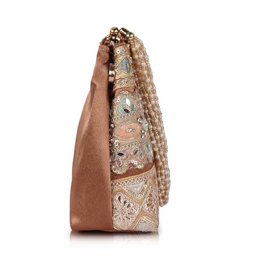 Image of PLANX Velvet SilK Stylish Embroidery Unique Design Traditional Ethnic Wedding Party Handheld Potli For Women | Potli Bag