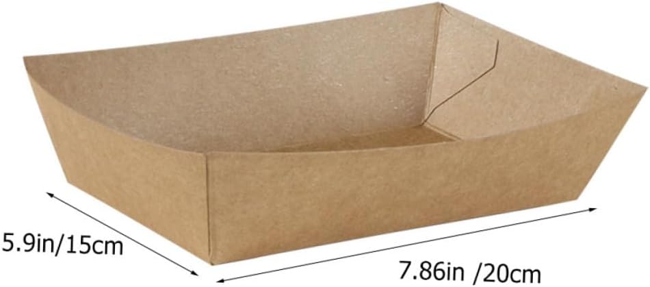 Gadpiparty 100pcs Kraft Paper Frying Food Packing Boxes Oil-proof Disposable Take out Snack Containers for French Fries and Fried Chicken Catering Use
