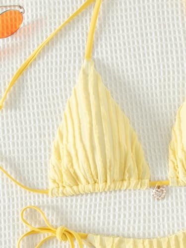 SHENHE Women's 2 Piece Swimsuit Floral Print Halter Tie Side Triangle Bikini Set3