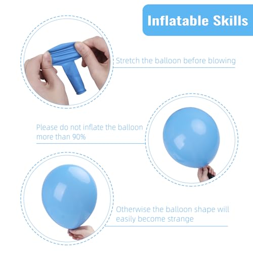 RUBFAC 129pcs Light Blue Balloons Different Sizes 18 12 10 5 Inch for Garland Arch, Blue Balloons for Birthday Gender Reveal Baby Shower Sky Blue Balloons Party Decoration - 4
