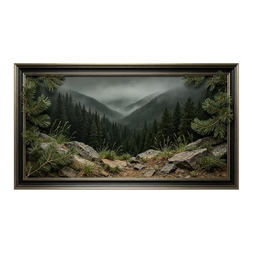 Montagne brumeuse en toile encadrée pour salon et chambre