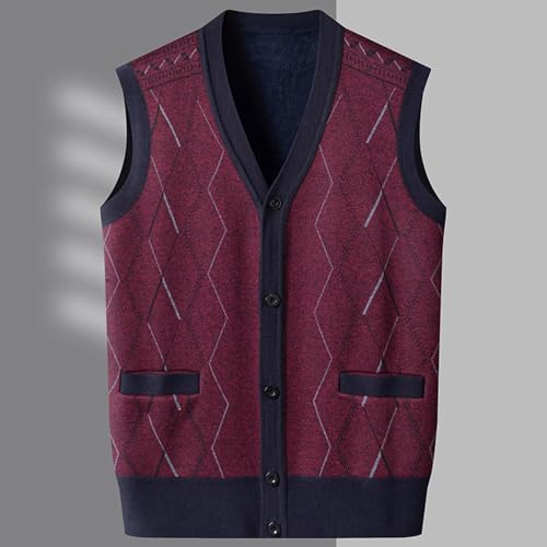 Men's Autumn And Winter Middle Thickened Knit Vest Fashion Printed Loose V-Neck Cardigan Sweatercoat2