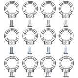 12 Pz Golfari Bullone a Occhiello in Acciaio Inox 304 con Viti Quadrate M6, Bulloni ad Occhiello Vite ad Occhiellos, Dado ad Anello, Dado a Occhiellos per Sollevamento