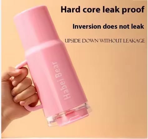 Image of Large Handle Water Bottle with Straw for Desk, Office, Travel - 1200 /900 /300 ML Gradient & Matte Hydration Bottle Set (plan pink)