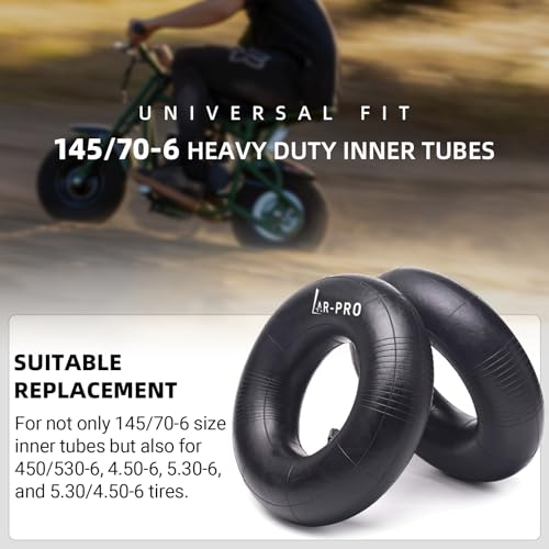 Image of AR-PRO (2-Pack) Universal 145 /70-6 ATV Inner Tubes - 450 /530-6 Heavy Duty Inner Tubes Compatible with 90cc 4-Wheeler ATV, Go-Kart, Mini Chopper, Lawn Mowers, and Hand Trucks