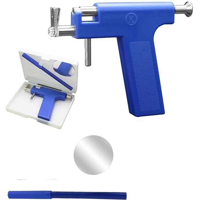 RAJry Ear Piercing Tool Set Safe Professional Steel Ear Nose Body Piercing Gun Shots Tool Kit Set 24 Pcs Studs-image-1