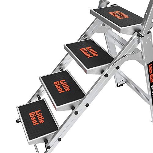 Little Giant Ladder Systems 10410BA Safety Step Ladder Four Step with Bar, 2 x 11-Inch