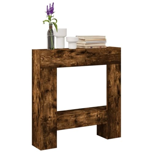 Manteau de Cheminée, Console Cadre de Cheminée Décorative chêne fumé 81x18x82 cm Bois d'ingénierie