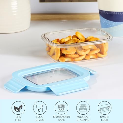 Image of CELLO Stylelock Pet Storage Container for Kitchen 620 ml Baby Blue | Freezer & Fridge Safe Stackable Airtight Kitchen Storage Container Jar Box Set for Biscuits Bread Coffee Fruits Pasta Flour Spices