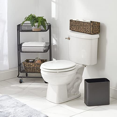 mDesign Small Metal 2.4 Gallon/9 Liter Trash Can Wastebasket Garbage Bin for Bathroom, Slim Rubbish Waste Bin Trashcans - Mirri Collection - Graphite Gray - Image 3